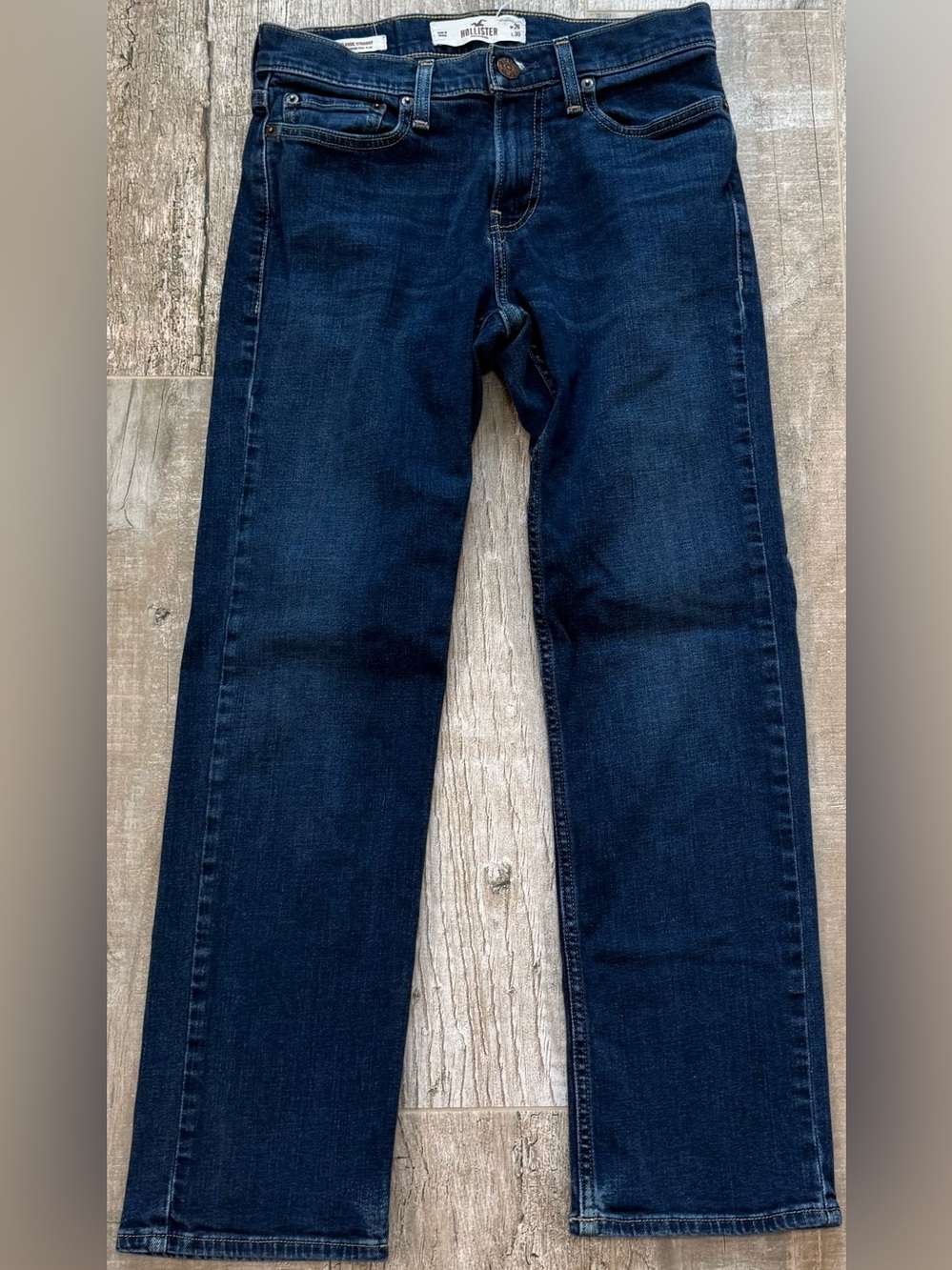 Hollister Epic Flex Dark Indigo Straight-Leg Jeans